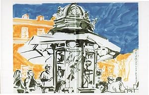 Quiosque Do Camoes Lisbon Portugal Sketch Painting Postcard