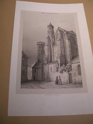 AUVERGNE : PUY-DE-DOME : AIGUEPERSE ( L' EGLISE ) LITHOGRAPHIE