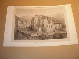 AUVERGNE : PUY-DE-DOME : EGLISE DE CHAMALIERES LITHOGRAPHIE