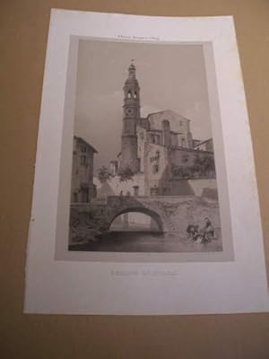 AUVERGNE : PUY-DE-DOME : HORLOGE DE BILLOM LITHOGRAPHIE