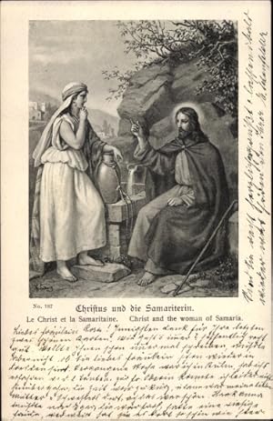 Künstler Ansichtskarte / Postkarte Christus und die Samariterin am Brunnen