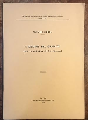 L'origine del granito (due recenti Note di K.R. Mehnert)