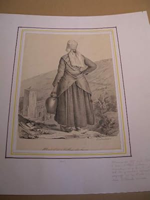 AUVERGNE : PUY-DE-DOME : MONT-D' OR VILLAGE DES BAINS COSTUME LITHOGRAPHIE