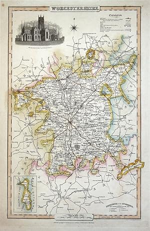 Antique Map WORCESTERSHIRE, James Pigot Original c1830