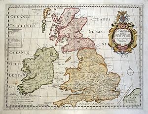 Antique Map BRITISH ISLES, Roman Britain, Edward Wells, original c1720