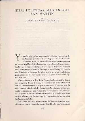 Immagine del venditore per IDEAS POLITICAS DEL GENERAL SAN MARTIN (EXTRAIDO ORIGINAL DEL AO 1950?, ESTUDIO COMPLETO TEXTO INTEGRO) venduto da Libreria 7 Soles