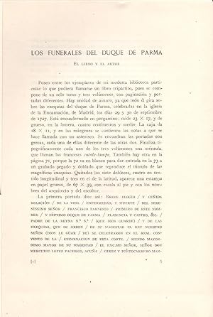 Imagen del vendedor de LOS FUNERALES DEL DUQUE DE PARMA (EXTRAIDO ORIGINAL DEL AO 1943, ESTUDIO COMPLETO TEXTO INTEGRO) a la venta por Libreria 7 Soles