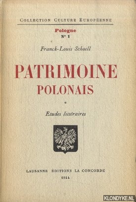 Seller image for Patrimoine polonais. tudes littraires for sale by Klondyke