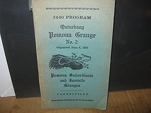 Quinebaug Pomona Grange No 2 Pomona Subordinate And Juvenile Granges 1940 Program Connecticut