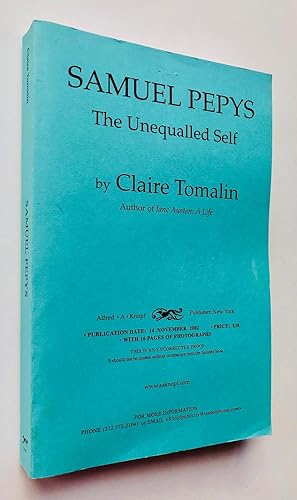 Seller image for Samuel Pepys: The Unequalled Self, uncorrected proof copy for sale by George Ong Books
