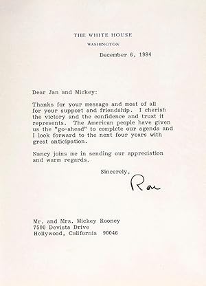 Typed Letter Signed by Ronald Reagan to Mickey Rooney.