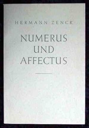 Seller image for Numerus und affectus : Studien zur Musikgeschichte. Hrsg. von Walter Gerstenberg, Musikwissenschaftliche Arbeiten , Nr. 16. for sale by Roland Antiquariat UG haftungsbeschrnkt
