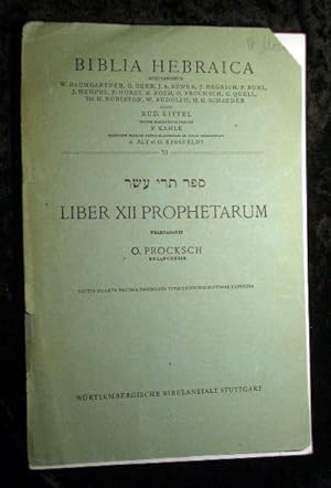 Image du vendeur pour Liber XII Prophetarum. (= Biblia Hebraica Heft 10). mis en vente par Roland Antiquariat UG haftungsbeschrnkt