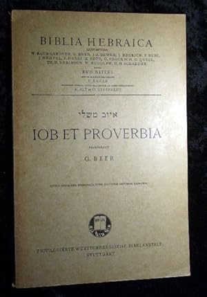 Imagen del vendedor de Iob et Proverbia. (= Biblia Hebraica Heft 12). a la venta por Roland Antiquariat UG haftungsbeschrnkt