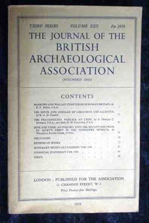 Seller image for THE JOURNAL OF THE BRITISH ARCHAEOLOGICAL ASSOCIATION. Third series. Volume XXII. 1959. for sale by Roland Antiquariat UG haftungsbeschrnkt