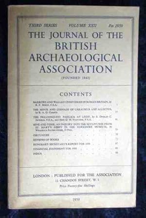 Imagen del vendedor de THE JOURNAL OF THE BRITISH ARCHAEOLOGICAL ASSOCIATION. Third series. Volume XXII. 1959. a la venta por Roland Antiquariat UG haftungsbeschrnkt