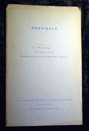 Bild des Verkufers fr Aus dem Phantasus : nachgelassene neudurchformte Fassg. Das Gedicht ; 1936,14. zum Verkauf von Roland Antiquariat UG haftungsbeschrnkt