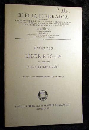 Imagen del vendedor de Liber Regum praeparavit Rud. Kittel et M. Noth. (= Biblia Hebraica Heft 6). a la venta por Roland Antiquariat UG haftungsbeschrnkt