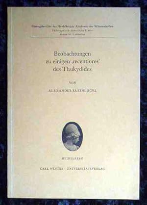 Imagen del vendedor de Beobachtungen zu einigen "recentiores" des Thukydides. Sitzungsberichte der Heidelberger Akademie der Wissenschaften, Philosophisch-Historische Klasse a la venta por Roland Antiquariat UG haftungsbeschrnkt