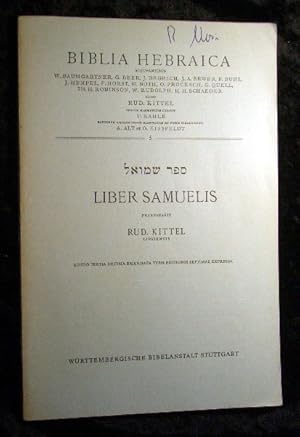 Imagen del vendedor de Liber Samuelis praeparavit Rud. Kittel. (= Biblia Hebraica Heft 5). a la venta por Roland Antiquariat UG haftungsbeschrnkt