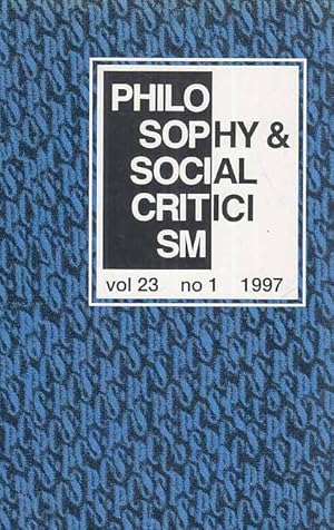 Imagen del vendedor de No 1; Vol 23; Philosophy + Social Criticism. a la venta por Fundus-Online GbR Borkert Schwarz Zerfa