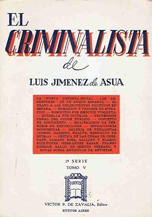 Bild des Verkufers fr EL CRIMINALISTA. 2 Serie. Tomo V zum Verkauf von Librera Torren de Rueda