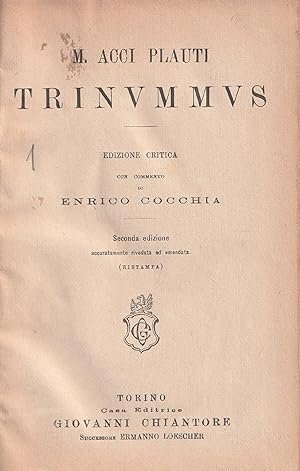 Imagen del vendedor de Trinummus a la venta por Messinissa libri