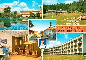Postkarte Carte Postale 73637695 Rozmital pod Tremsinem Blick ueber den Fluss zur Stadt Freibad L...