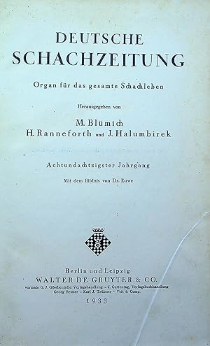 Deutsche Schachzeitung Organ fur das gesammte Schachleben, Volume 88, 1933