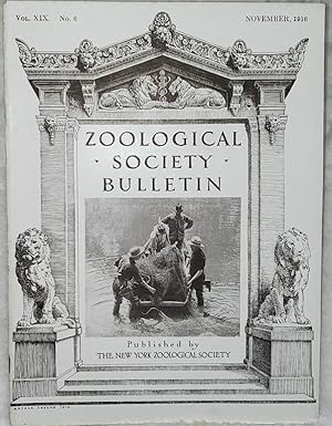 Imagen del vendedor de Zoological Society Bulletin, Vol. XIX, No. 6, November, 1916 (Aquarium Issue) a la venta por Lloyd Zimmer, Books and Maps