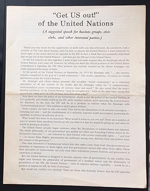 "Get US out!" of the United Nations. (A suggested speech for business groups, civic clubs, and ot...