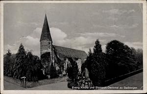 Image du vendeur pour Ansichtskarte / Postkarte Badbergen im Artland, Evangelische Kirche, Bismarckdenkmal mis en vente par akpool GmbH