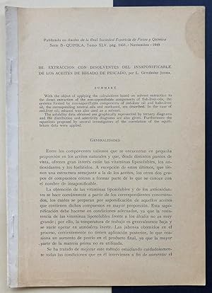 Extracción con disolventes del insaponificable de los aceites de hígado de pescado.