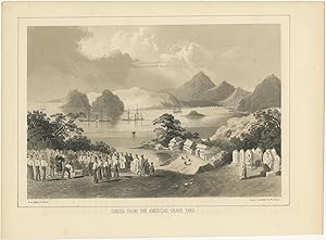 Antique Print of the American Graveyard in Shimoda by Hawks (1856)