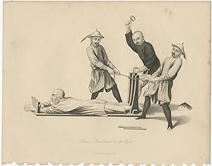 Antique Print of Chinese Punishment of the Rack by Allom (1859)