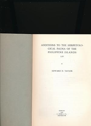 Bild des Verkufers fr Additions to the Herpetological Fauna of the Philippine Islands I-IV;reprinted, Bureau of printing, Manila 1922-1925 zum Verkauf von Antiquariat Kastanienhof