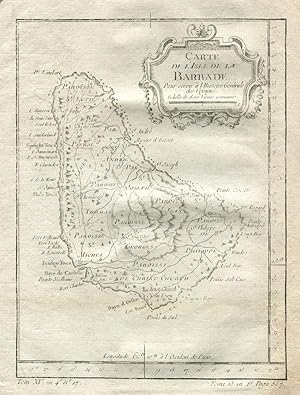 Imagen del vendedor de Carte de L'Isle de la Barbade, Pour servir a l'Histoire Generale des Voyages a la venta por Pennymead Books PBFA