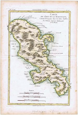 Imagen del vendedor de Carte de L'Isle de la Martinique,, Colonie Francoise dans les Isles Antilles. a la venta por Pennymead Books PBFA