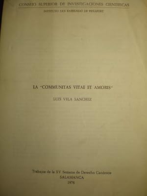 Seller image for La Communitas Vitae et Amoris for sale by Librera Antonio Azorn