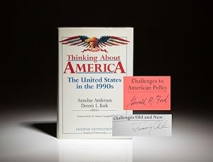 Bild des Verkufers fr Thinking About America: The United States in the 1990s; Edited by Annelise Anderson and Dennis L. Bark zum Verkauf von The First Edition Rare Books, LLC