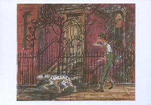 Dog 101 Dalmatians Walking A London Street Storyboard Film Painting Postcard