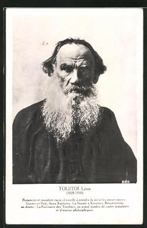 Imagen del vendedor de Ansichtskarte Portrait desSchriftstellers Leon Tolstoi a la venta por Bartko-Reher