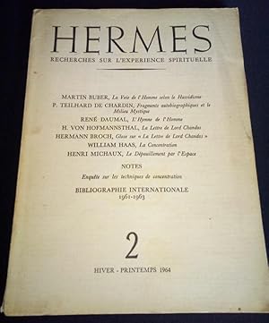 Imagen del vendedor de Revue Herms - Recherches sur l'exprience spirituelle - Hiver Printemps 1964 N.2 a la venta por L'ENCRIVORE (SLAM-ILAB)