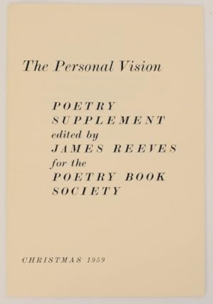 Imagen del vendedor de The Personal Vision: Poetry Supplement a la venta por Jeff Hirsch Books, ABAA