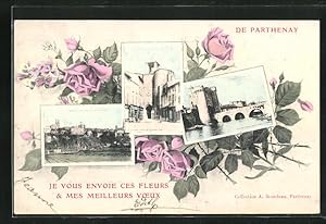 Carte postale Parthenay, des fleursgrusskarte avec vues du lieu