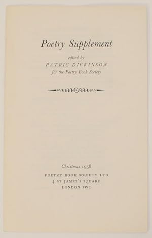 Image du vendeur pour Poetry Supplement mis en vente par Jeff Hirsch Books, ABAA