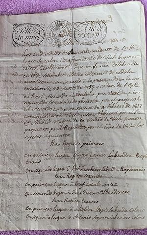 SANT HILARI SACALM, NOMBRAMIENTOS DE REGIDORES SELLADO Y FIRMADO 1819