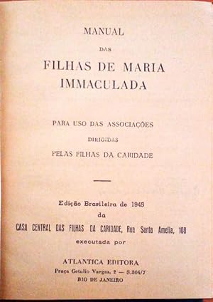 MANUAL DAS FILHAS DE MARIA IMMACULADA.