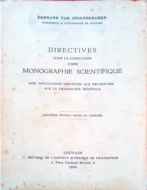 DIRECTIVES POUR LA CONFECTION D'UNE MONOGRAPHIE SCIENTIFIQUE.