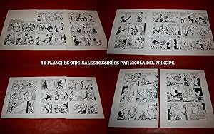 PIERROT LE PETIT TAMBOUR - 11 PLANCHES ORIGINALES ENCRÉES DE 64 DESSINS PAR NICOLA DEL PRINCIPE.